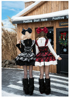 Snow Night Serenade - Fluffy Plaid Kawaii Lolita JSK, Reversible Cape and Accessories - image 21