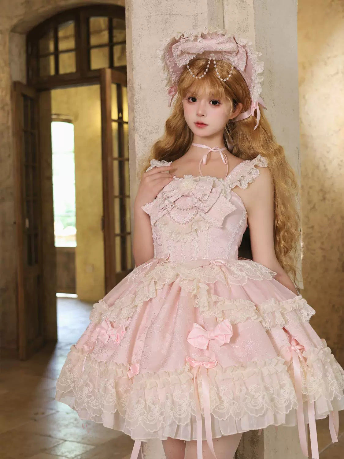Blooming Love - Ballet-inspired Sweet Lolita JSK Dress, Lace & Bows - image 2