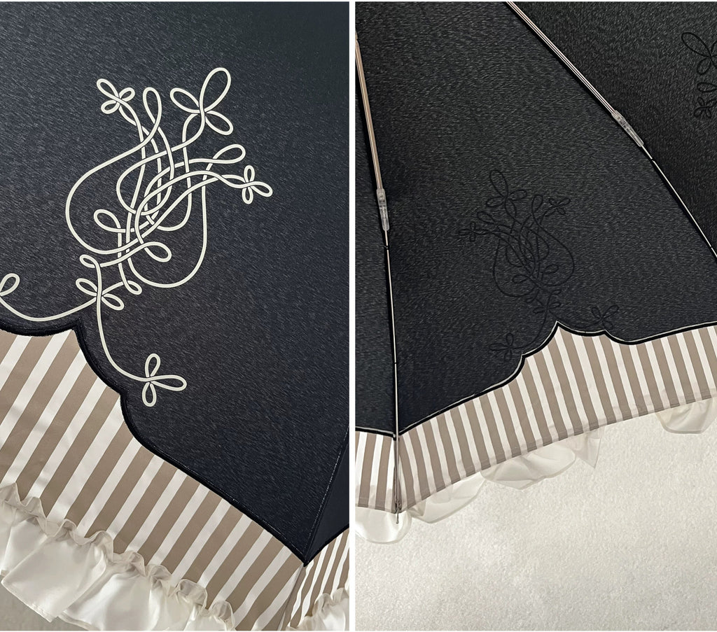 Lyre Academy - Classic Lolita 2-Fold Parasol, Lyre Print and Embroidered Trim - image 18