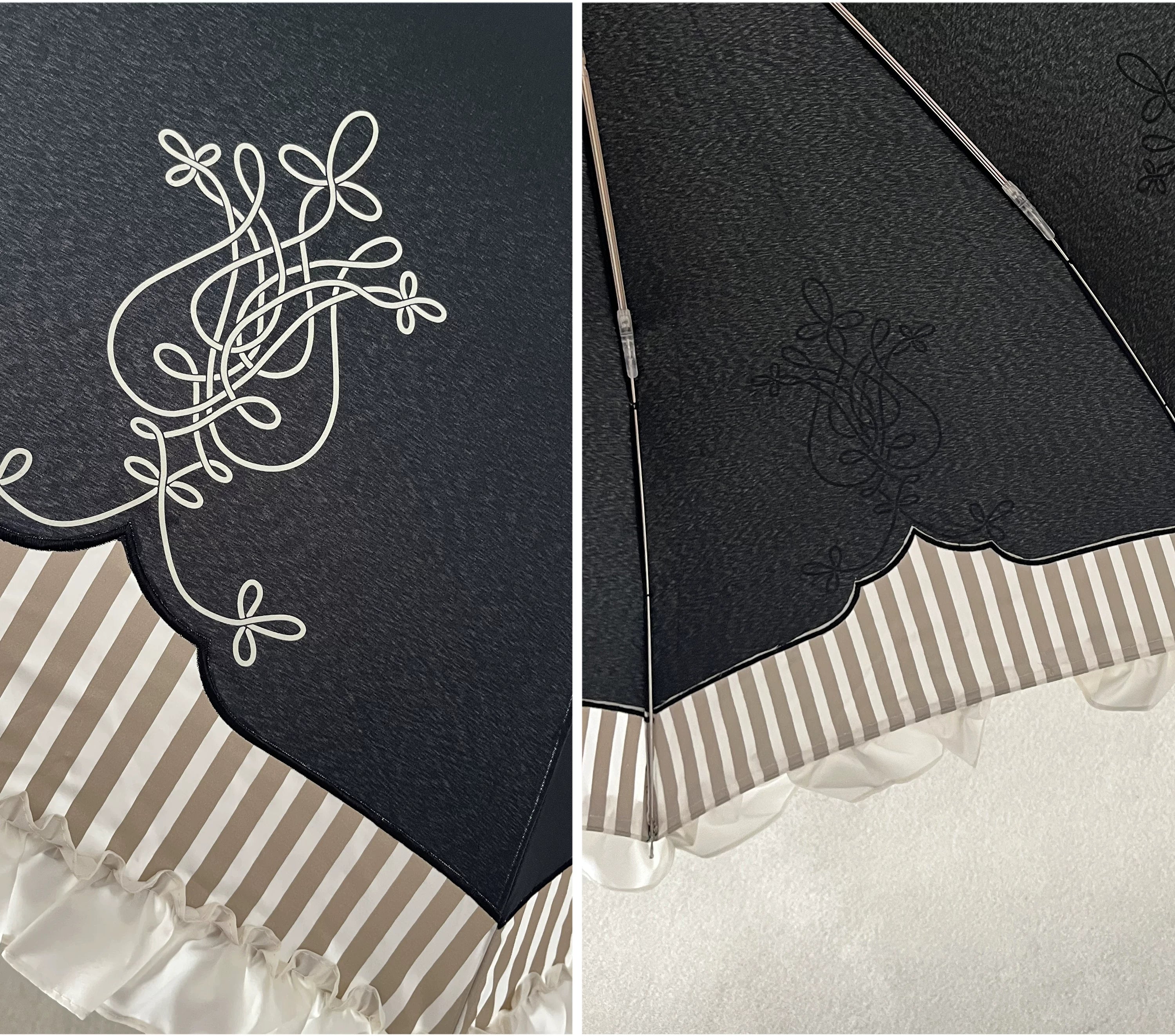 Lyre Academy - Classic Lolita 2-Fold Parasol, Lyre Print and Embroidered Trim - image 18