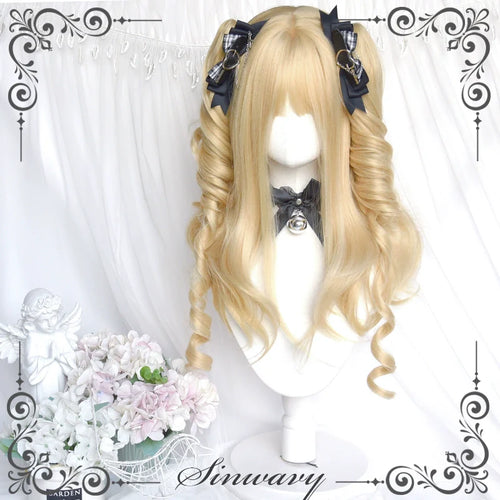 55cm Blonde Curly Lolita Wig with Detachable Double Ponytails - image 2