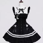 Lily Doll - Gothic Lolita Black White Contrast JSK Dress with Ruffles and Accessories - image 3