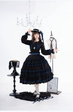 Wings and Bouquet - Dark Classic Lolita Blouse and SK Set, Layered Blue Ruffles - image 4