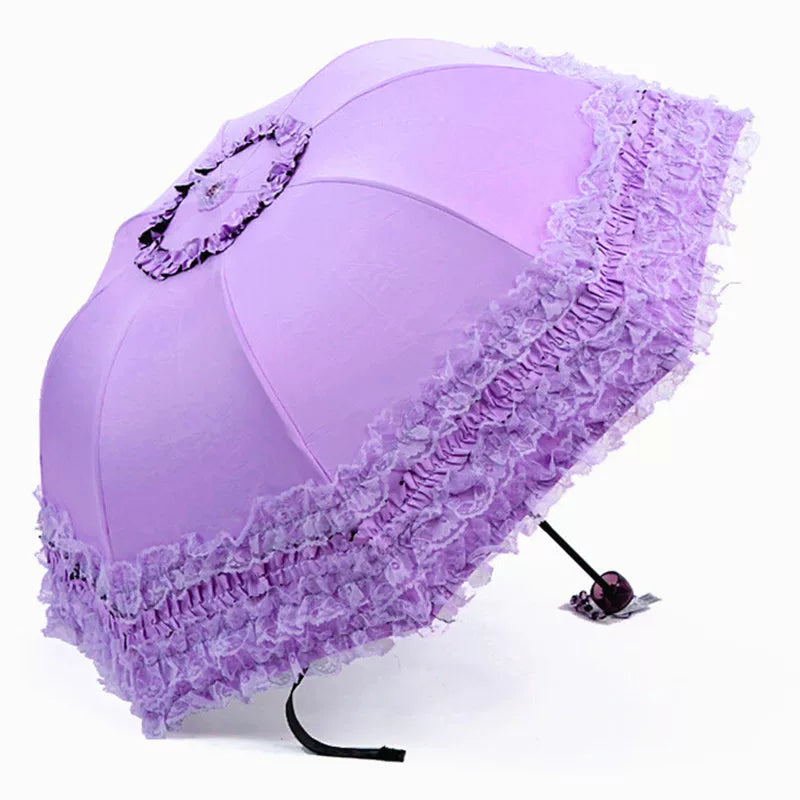 Foldable Lolita Parasol, Floral and Embroidery Detail - image 19