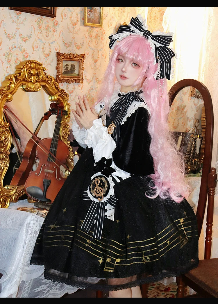 Black and White Sonata - Ouji Lolita Vest Suit and Vintage Lolita OP Dress - image 28