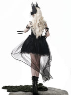 Star Swan Dream - Black Gothic Lolita JSK Dress, Swan Embroidery - image 9