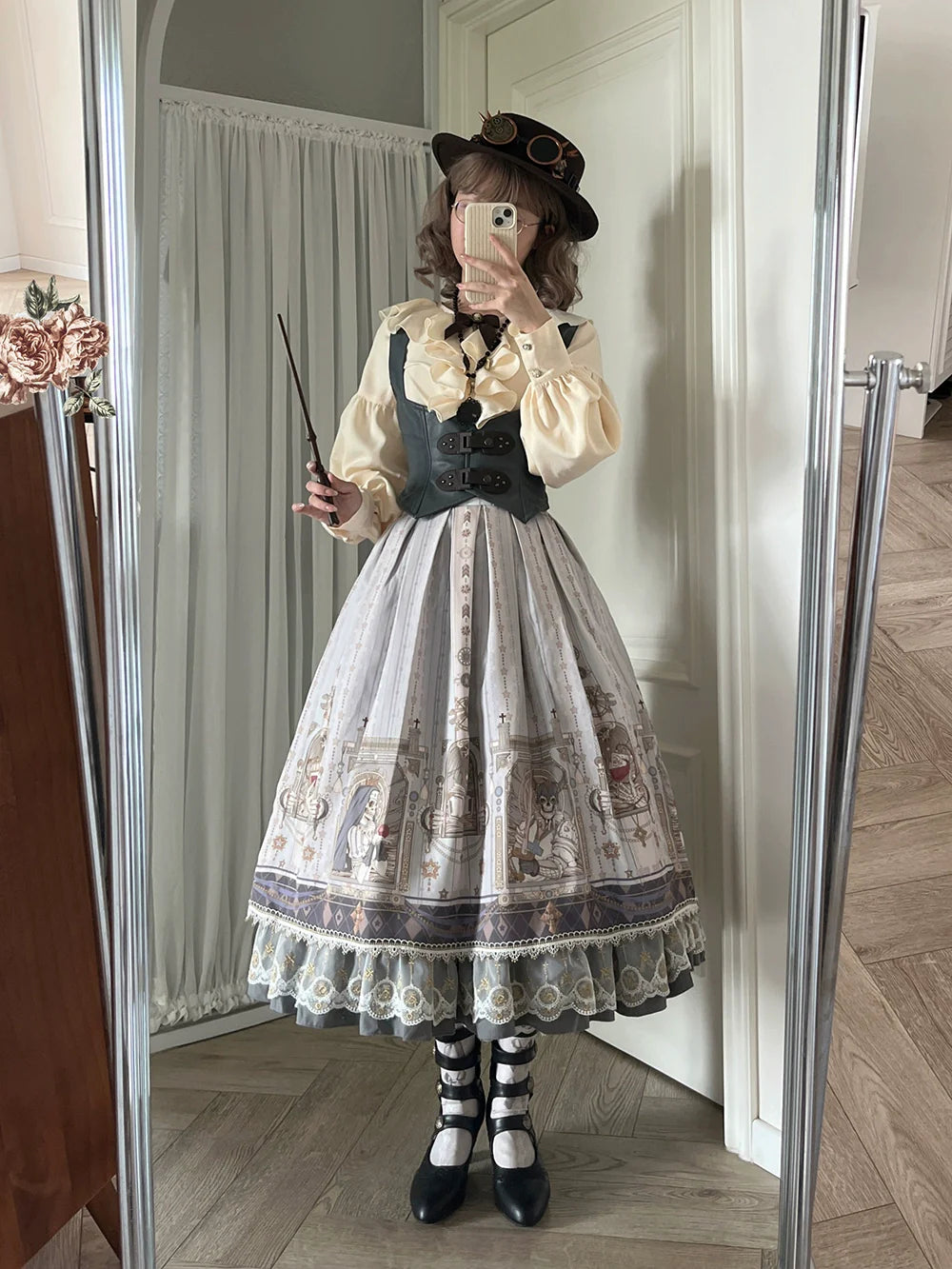 Demon Hunting Notes - Fishbone Gothic Lolita Skirt - image 23