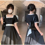 Thoughts - Vintage Black Lolita OP Dress with Square Neckline - image 8