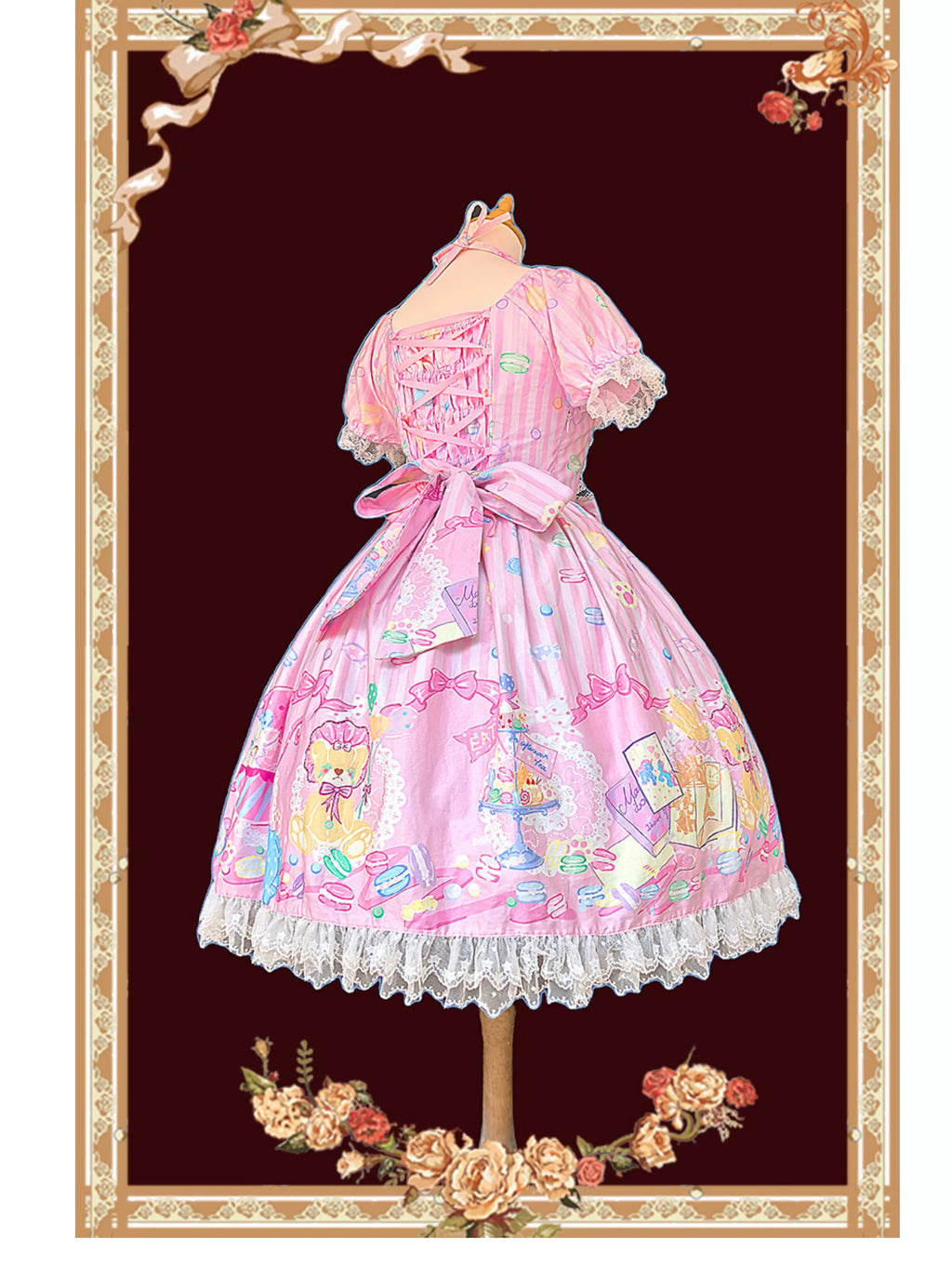 Macaron Dolly House - Sweet Lolita OP Printed Dress, Side Zipper and Accessories - image 3