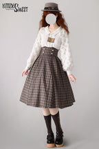 Vintage Lolita Skirt Fishbone Tartan Super High Waist SK - image 4