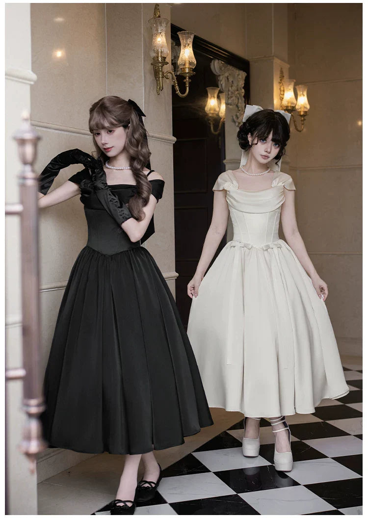 For Beloved - Classic Lolita Satin JSK Dress Set, Fishbone Waist - image 27