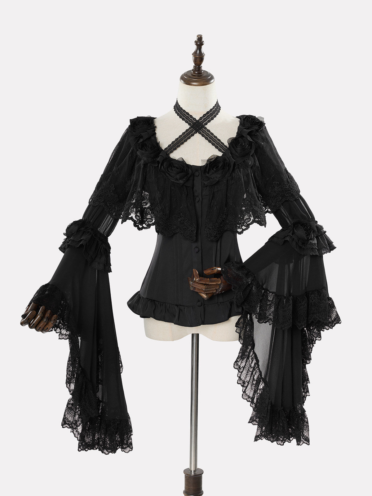 Ling Long Ci Blue Porcelain Butterfly Orchid Print Gothic Lolita Bustier JSK - image 19