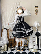 Vintage Petal Rabbit - Cotton Old School Lolita JSK Dress, Petal-Shaped Hem - image 1