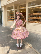 Bear Biscuit SP - Kawaii Lolita Bear Printed Dress Set with Bows - image 39