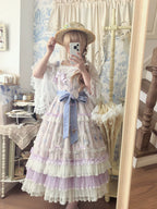 Bloom Lamb - Classic Lolita Embroidered JSK Dress, Tiered Hem - image 3