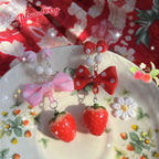 Sweet Lolita Strawberry Necklace Red Polka Dot Bow - image 2