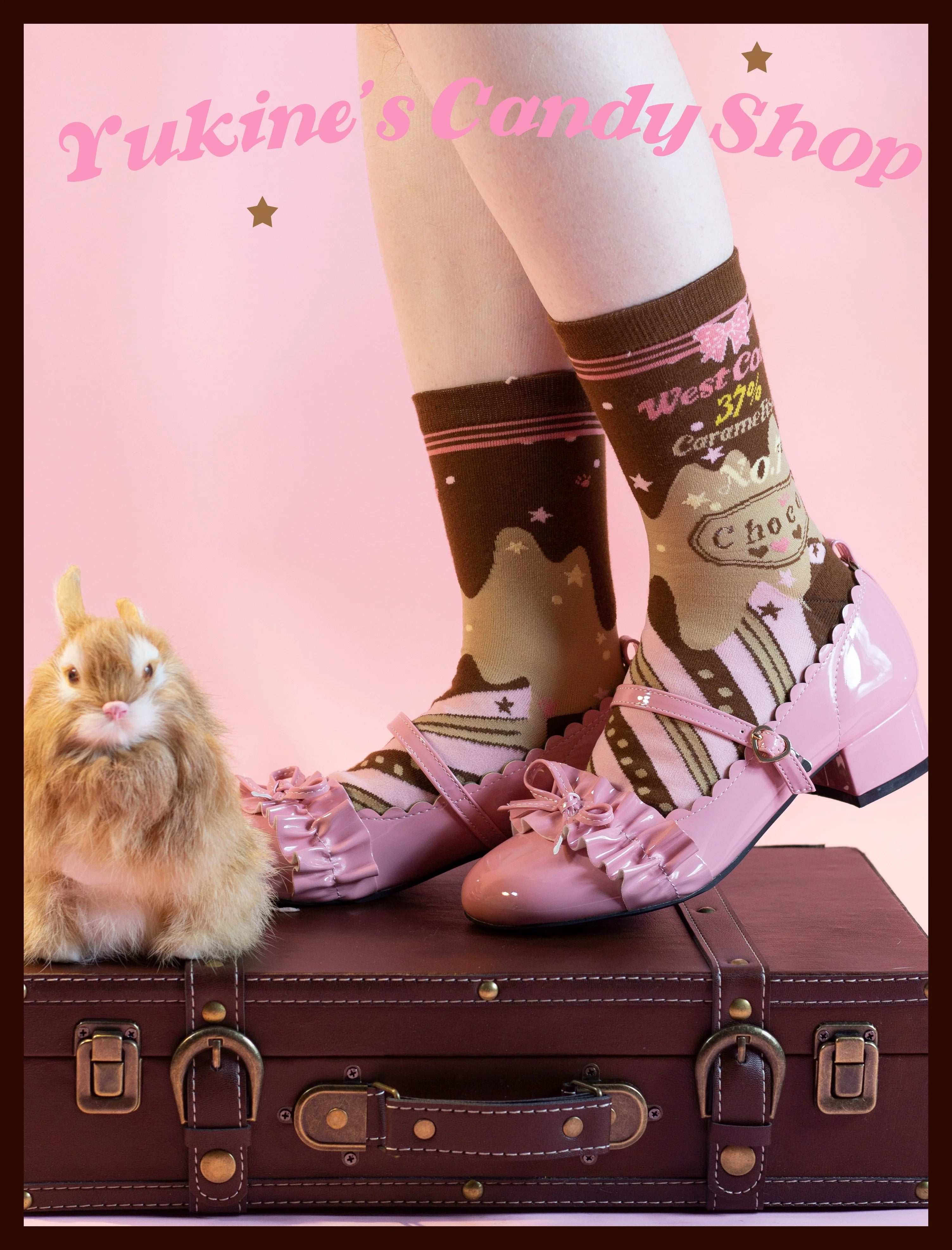 Kawaii Lolita Chocolate Color Cotton Socks - image 44