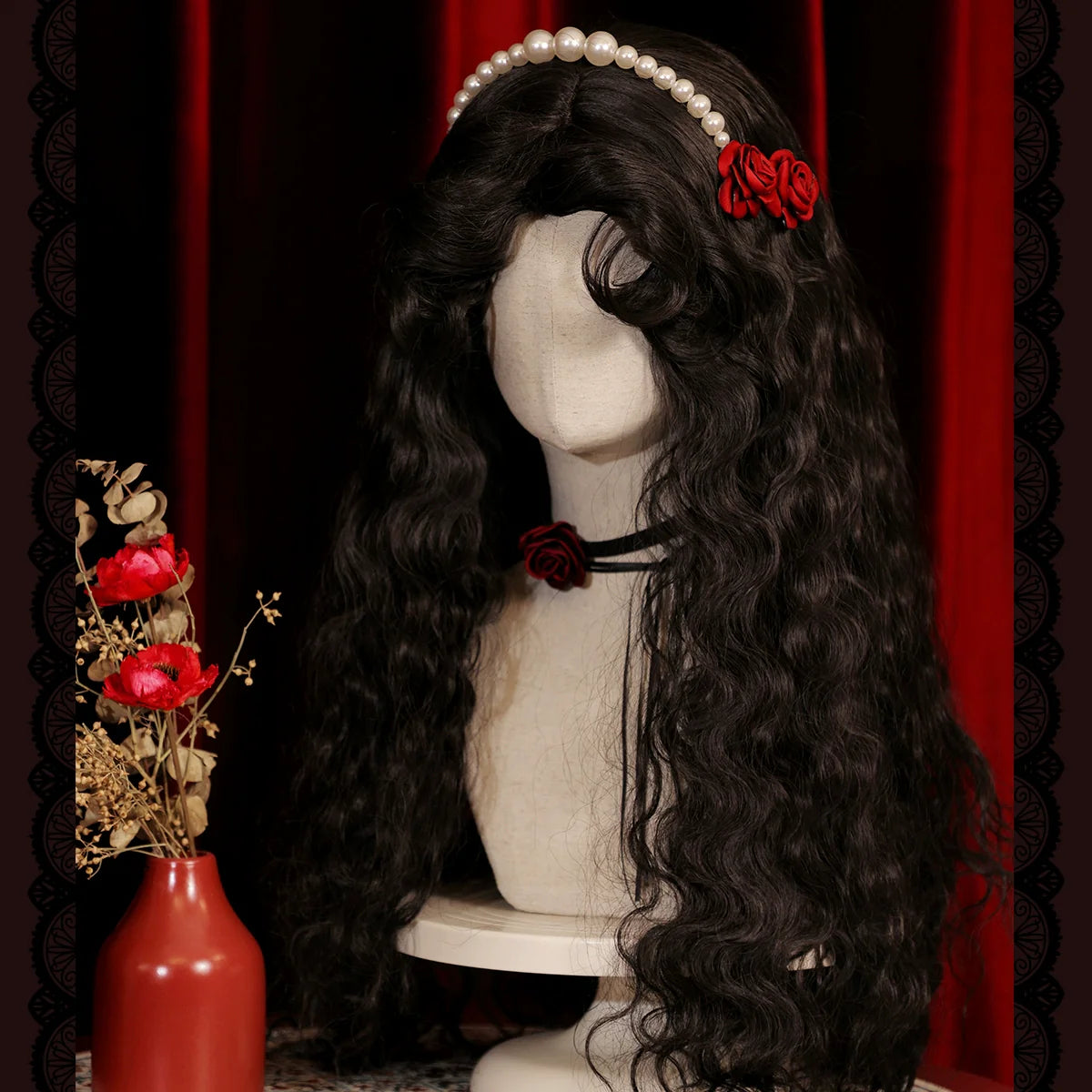 Gypsy Rose - Black Retro Lolita Curly Wigs Fluffy Sheep Curl Wigs - image 4