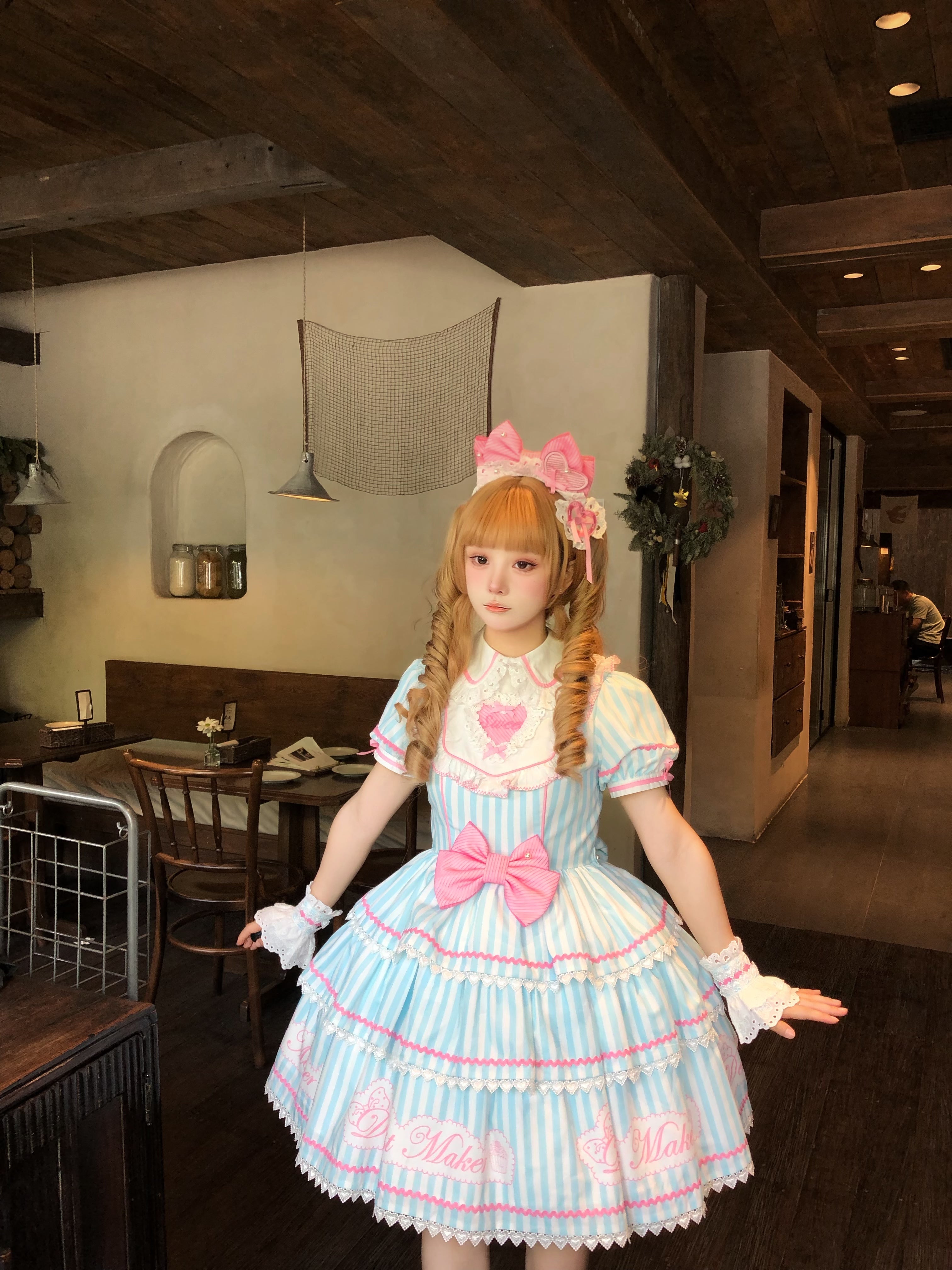 Sweet Butler - Maid Lolita Striped OP Dress, Embroidered Collar - image 16