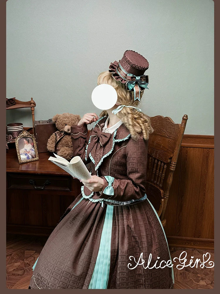 Bear Chocolate Slab - Classic Lolita Pleated JSK & SK Dress, Side Zipper - image 61