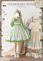 Lily of the Valley Kitten - Country Lolita OP with Embroidery and Cat Print - image 2