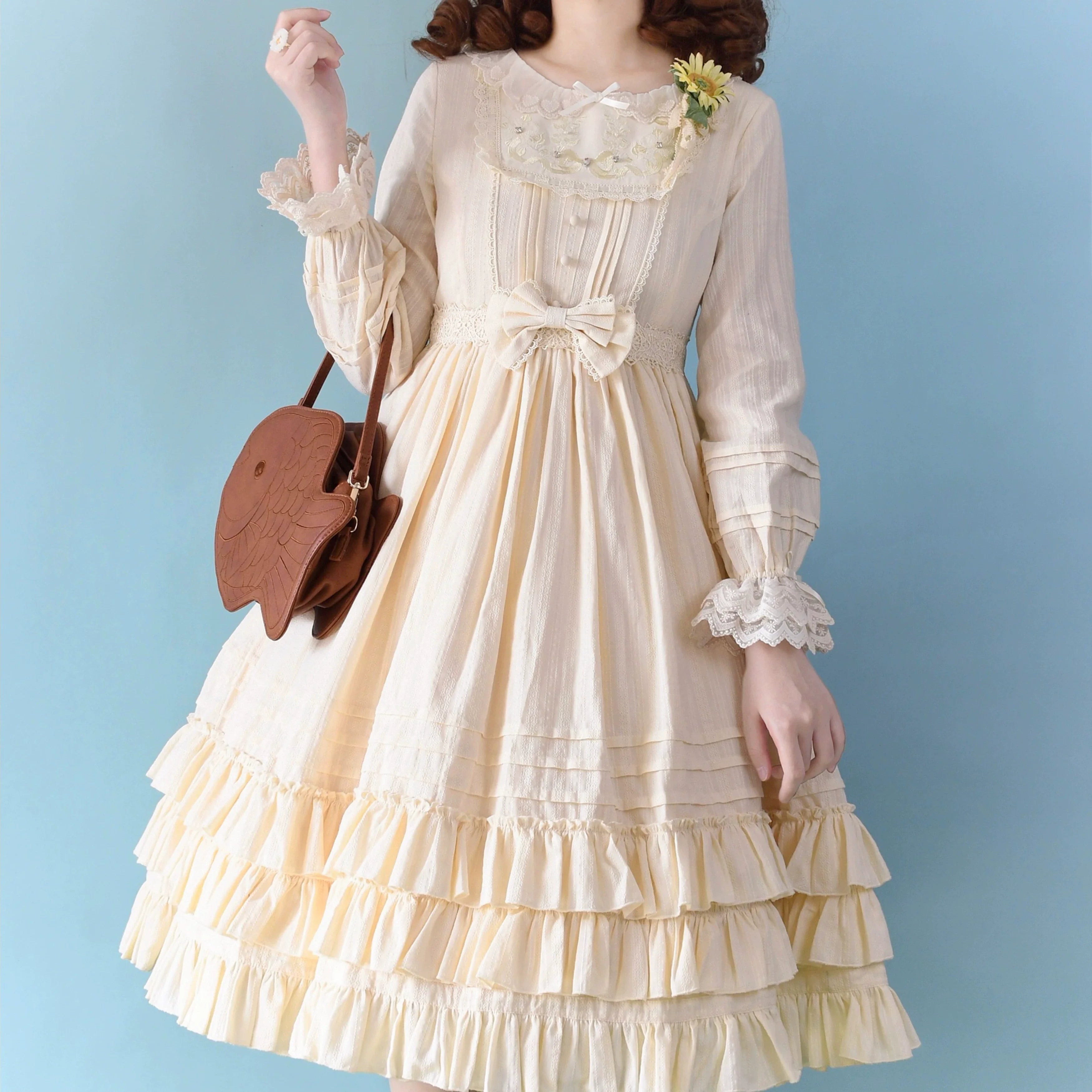 Nerry - Sweet Lolita Embroidered OP Dress Multicolors - image 12