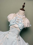 Vintage Polka Dot Lolita Halter Blue OP Dress and Accessories - image 9