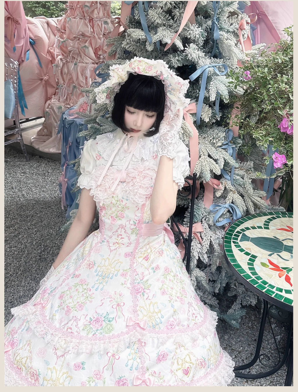 Spring 2025 - Floral Old School Lolita JSK Dress, Lace Trims - image 5