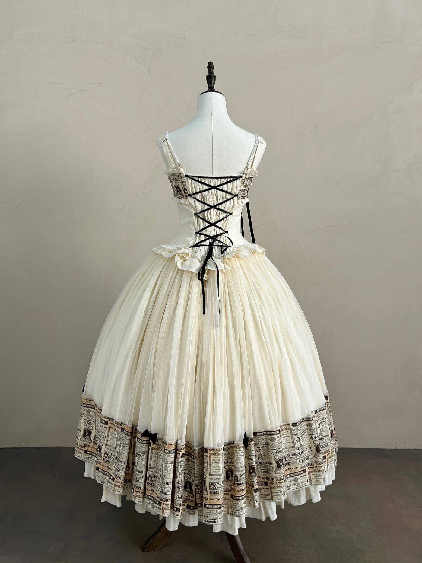Letter from London White Newspaper Print Classic Lolita JSK Dress - image 3