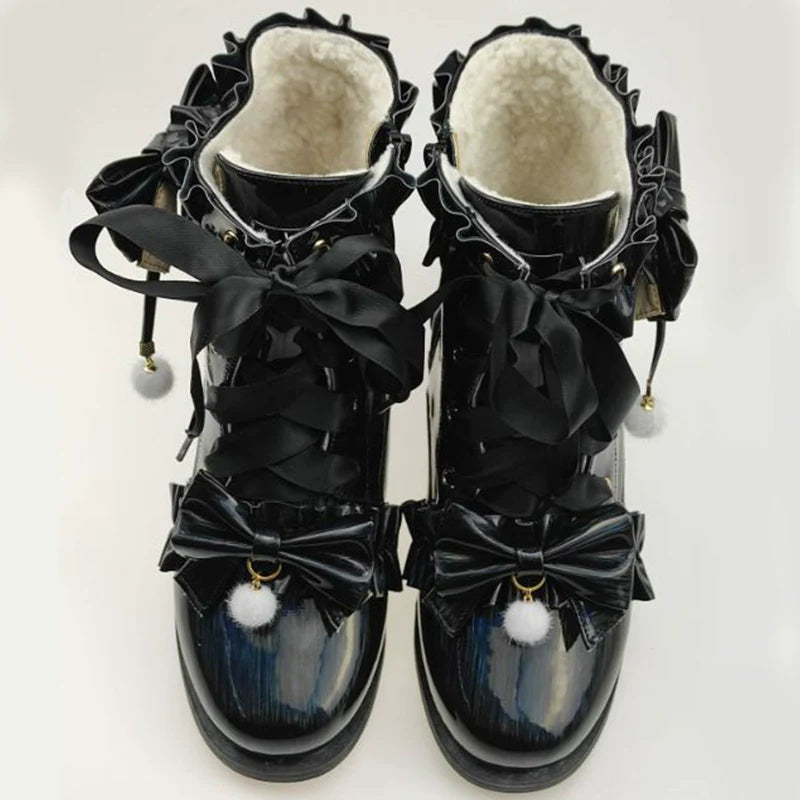 Enthusiastic Ideation - Elegant Lolita Shoes Fleeced Short Martin Boots - image 43