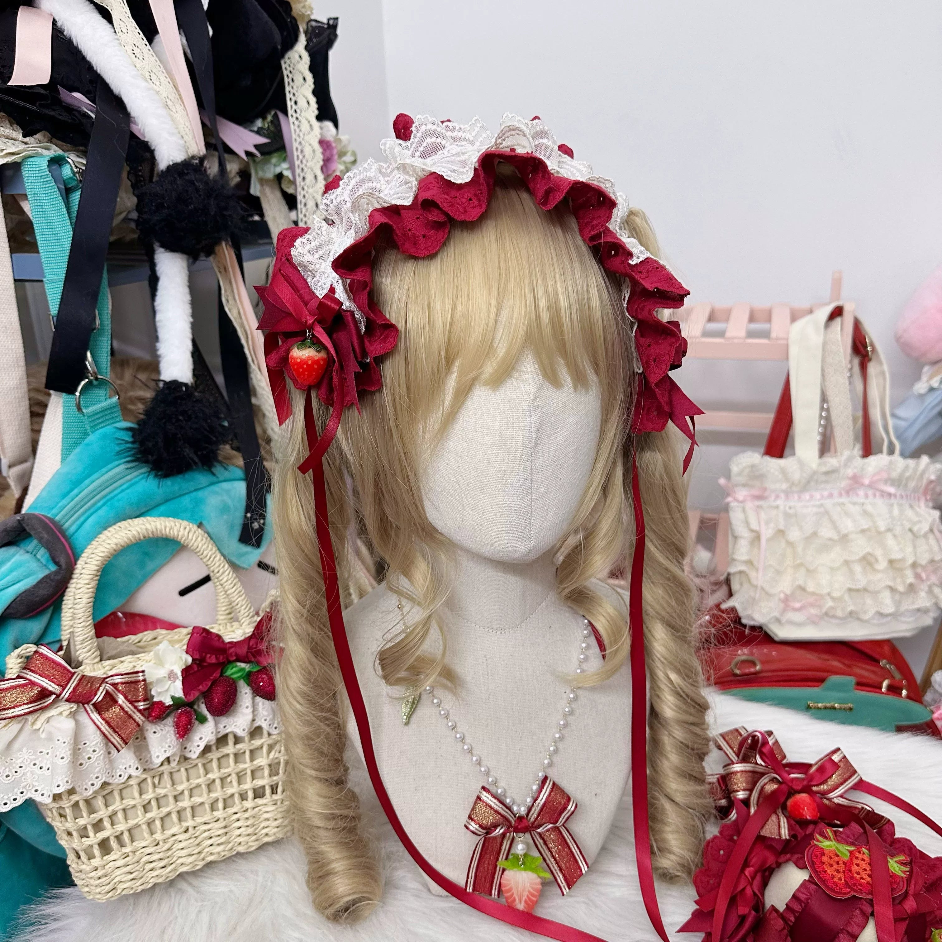 Red Sweet Lolita Headdresses and Strawberry Accessories - image 7