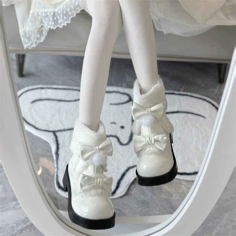 Kawaii Lolita Winter Boots, Bow-Adorned - image 9