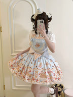 Little Bear Bonny - Kawaii Lolita Salopette, Bear & Dessert Print - image 2