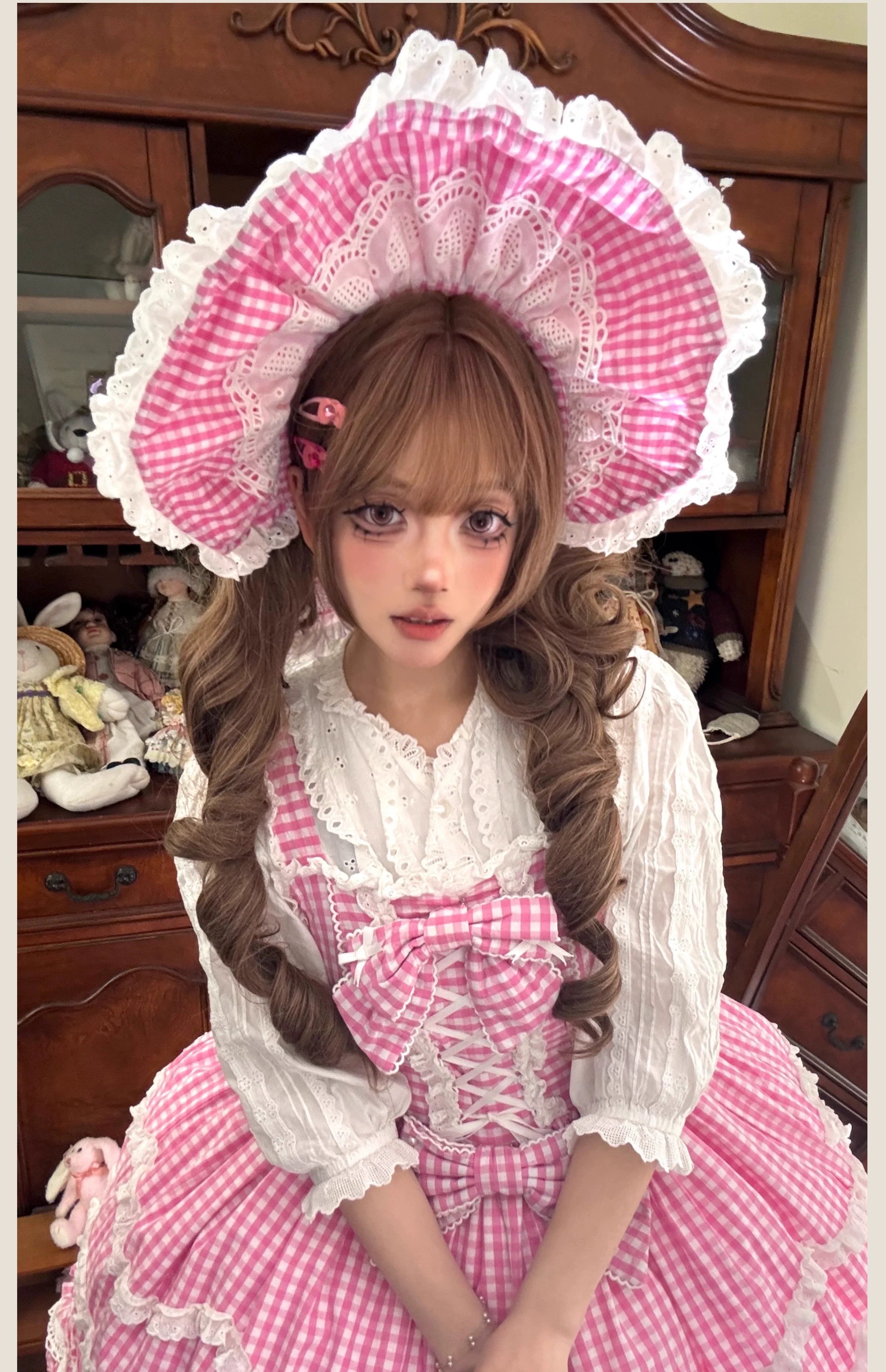Plaid Baileys - Pink Plaid Old School Lolita JSK Dress - image 21