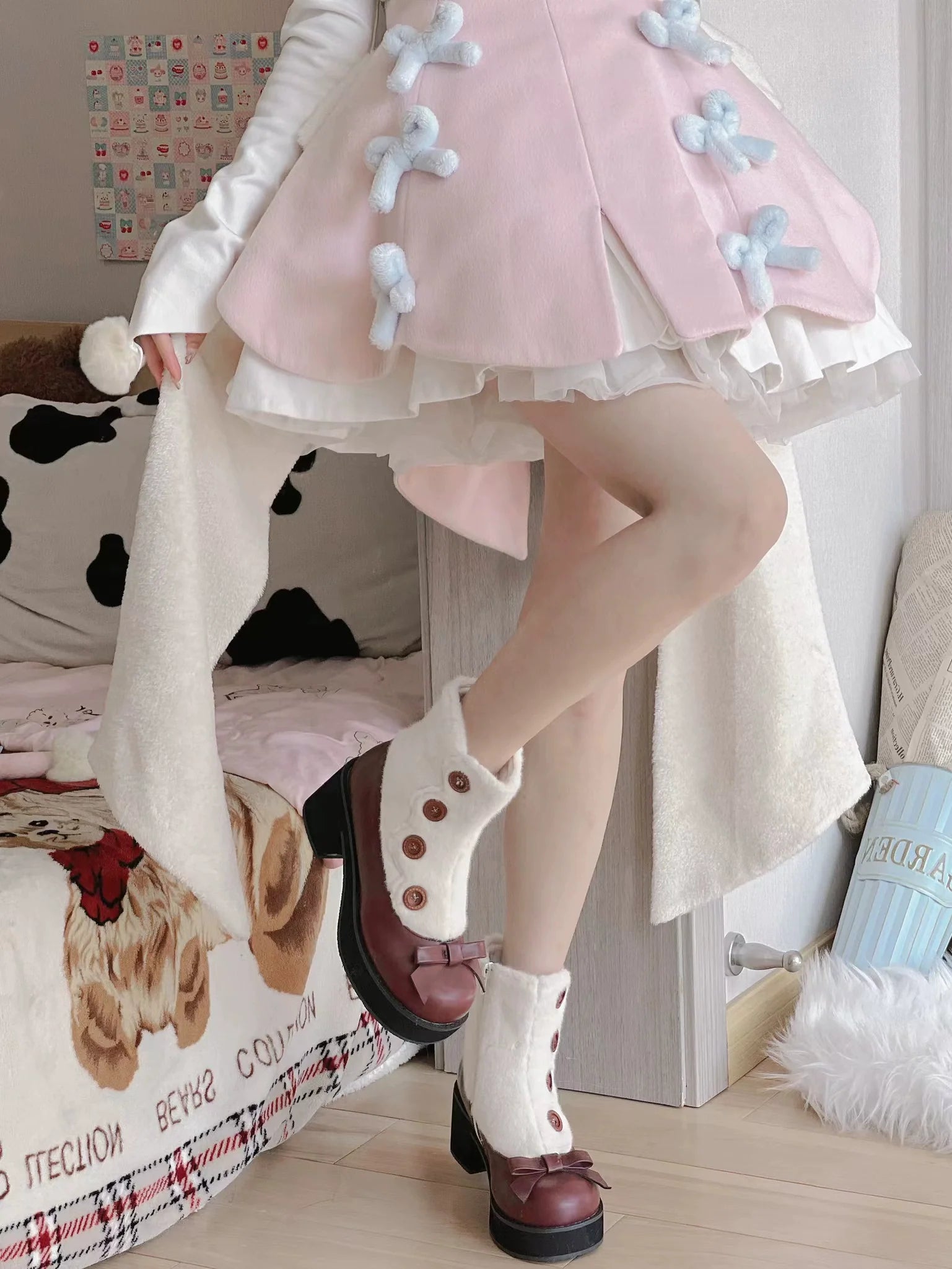 Winter Lolita Boots Fur Mary Jane Lolita Low Heel Shoes - image 19