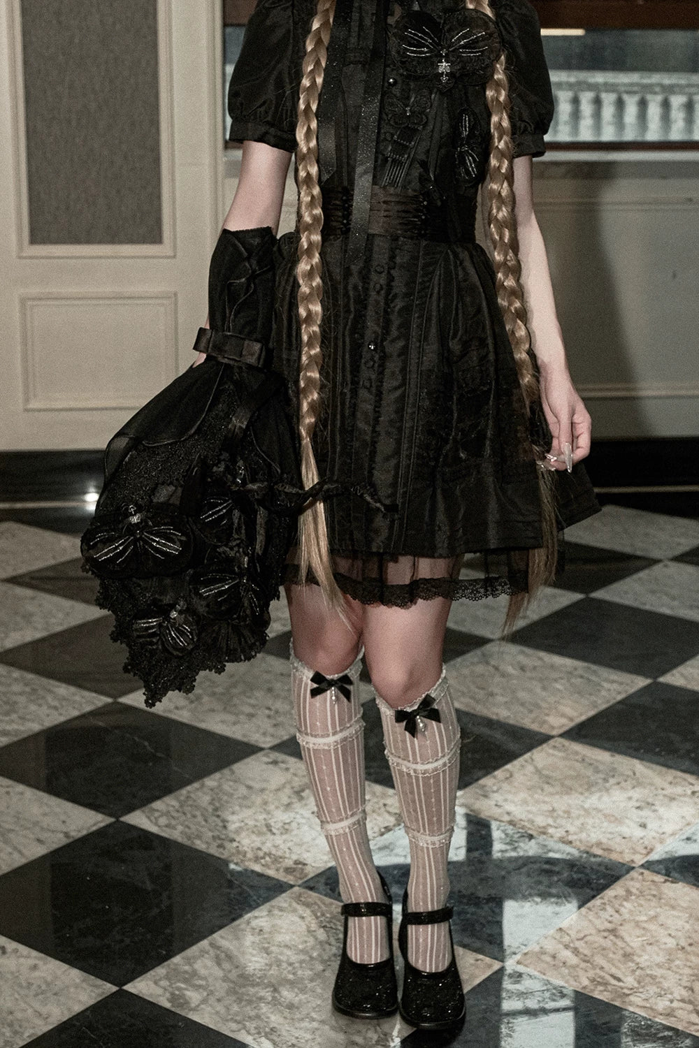 Ghost Orchid - Gothic Lolita OP Dress, Embroidered Cross - image 21