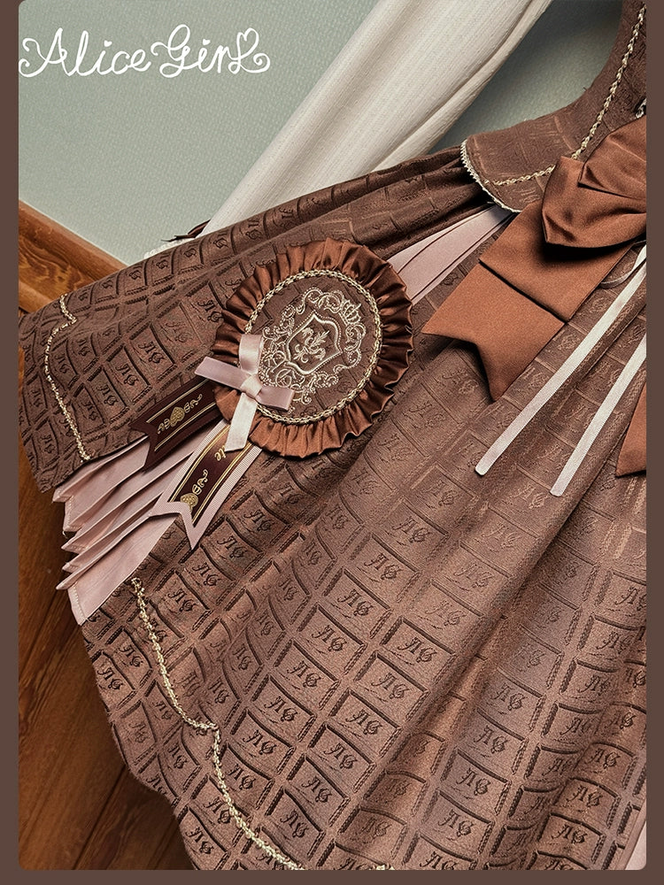Bear Chocolate Slab - Classic Lolita Pleated JSK & SK Dress, Side Zipper - image 29