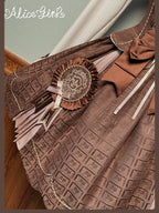 Bear Chocolate Slab - Classic Lolita Pleated JSK & SK Dress, Side Zipper - image 29