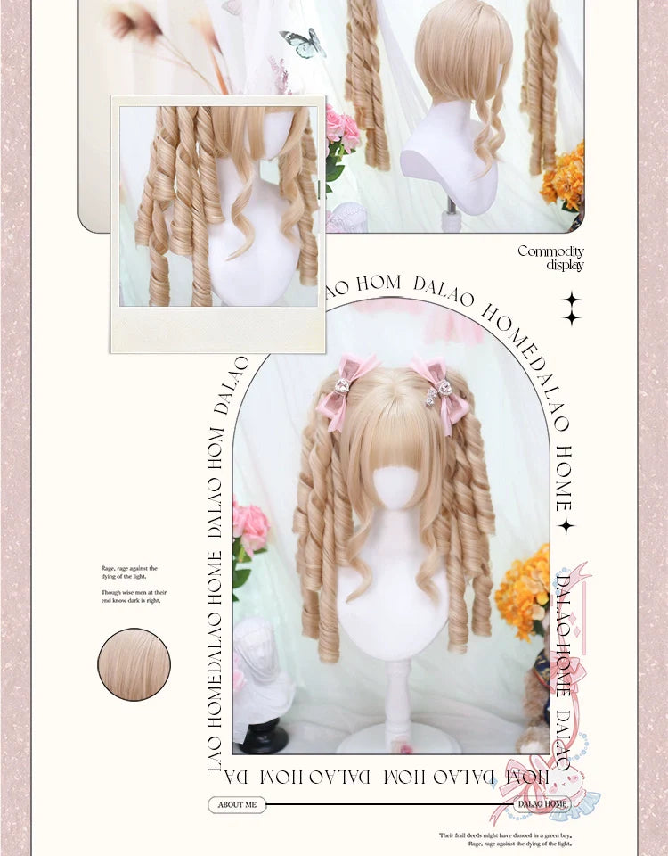 Retro Lolita Wig, Detachable Roman Curl Ponytails - image 3