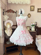 Spring Bud - Old School Lolita Floral Print JSK Dress, Layered Skirt and Accessories - image 1