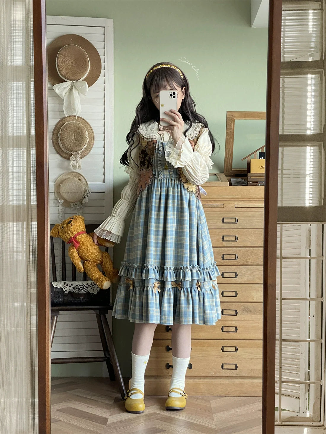 Green Fairy Tales Classic Plaid Plus Size Lolita JSK Dress - image 11