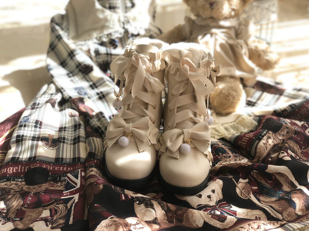 Enthusiastic Ideation - Elegant Lolita Shoes Fleeced Short Martin Boots - image 12