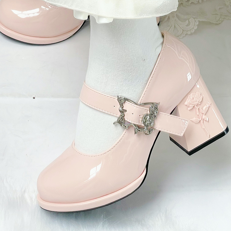 Wanxiang Cycle - Elegant Lolita Heels with Embossed Rose - image 18