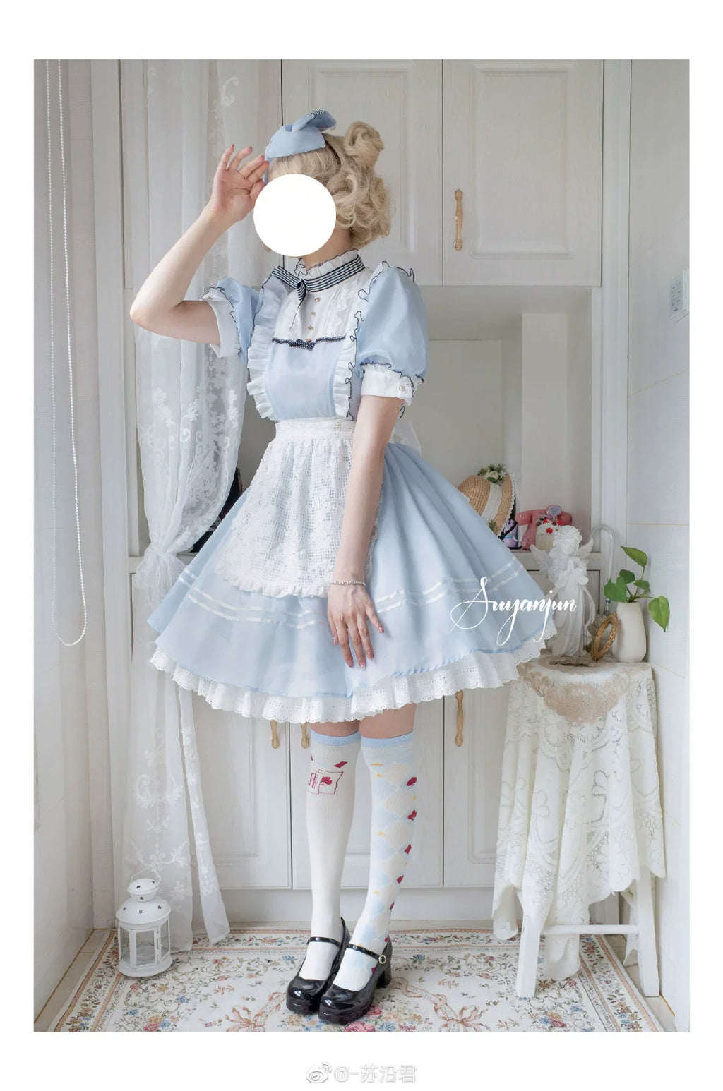 Daily Lolita Cotton Asymmetric Print Socks - image 2