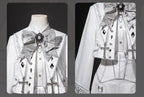 Silver Covenant - White Ouji Lolita Embroidery Coat and Shorts Set with Cross - image 8