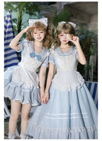 Seven-Day Bell - Blue Classic Lolita Striped OP Dress, Sailor Collar - image 11