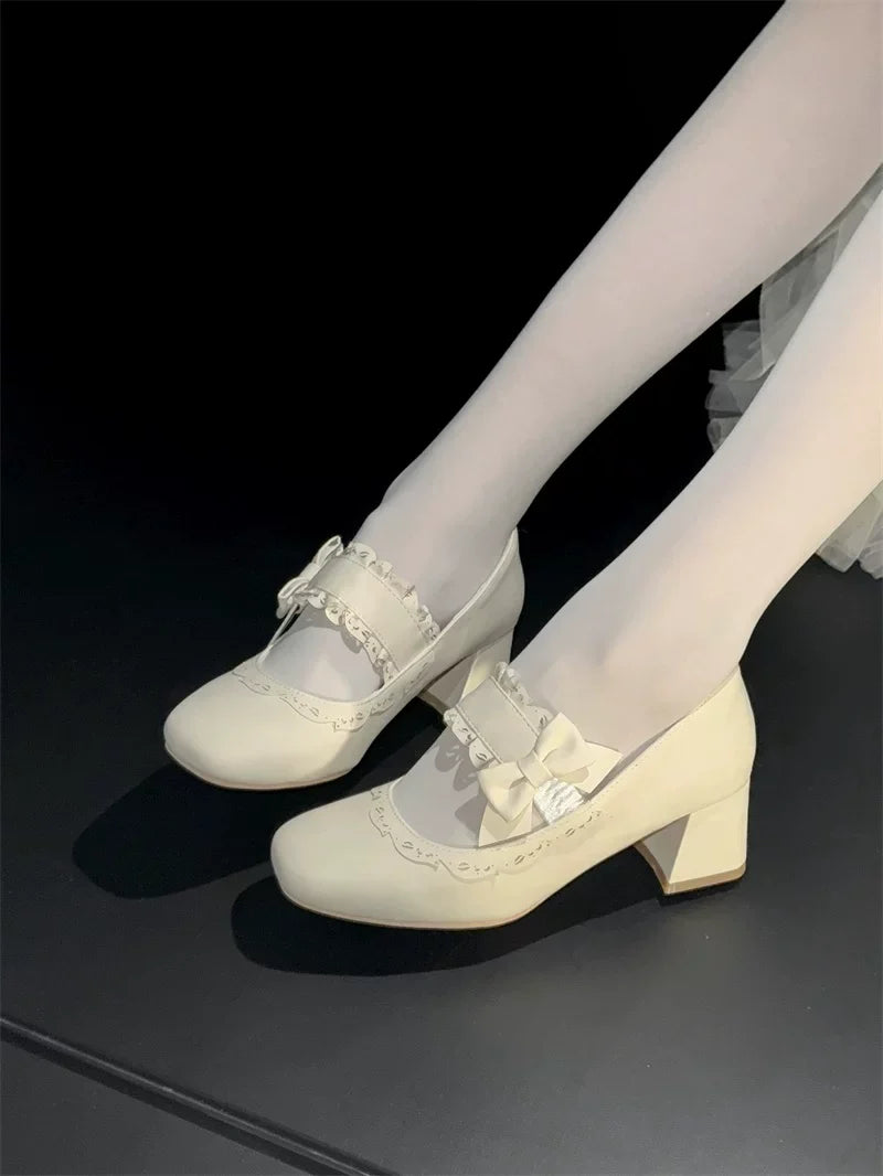 Heidi Manor - Classic Lolita Chunky Heels with Cutout Trims - image 15