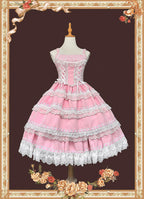 Mirror Doll - Old School Lolita Tiered Hem JSK with Polka Dot Lace and Accessories - image 13