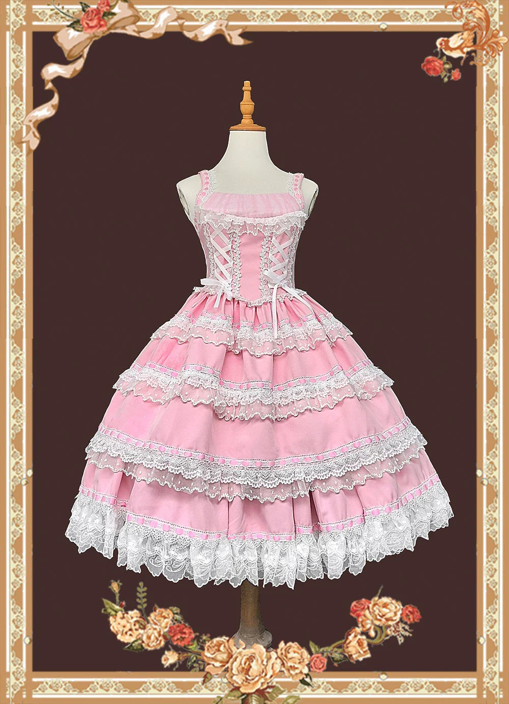 Mirror Doll - Old School Lolita Tiered Hem JSK with Polka Dot Lace and Accessories - image 13