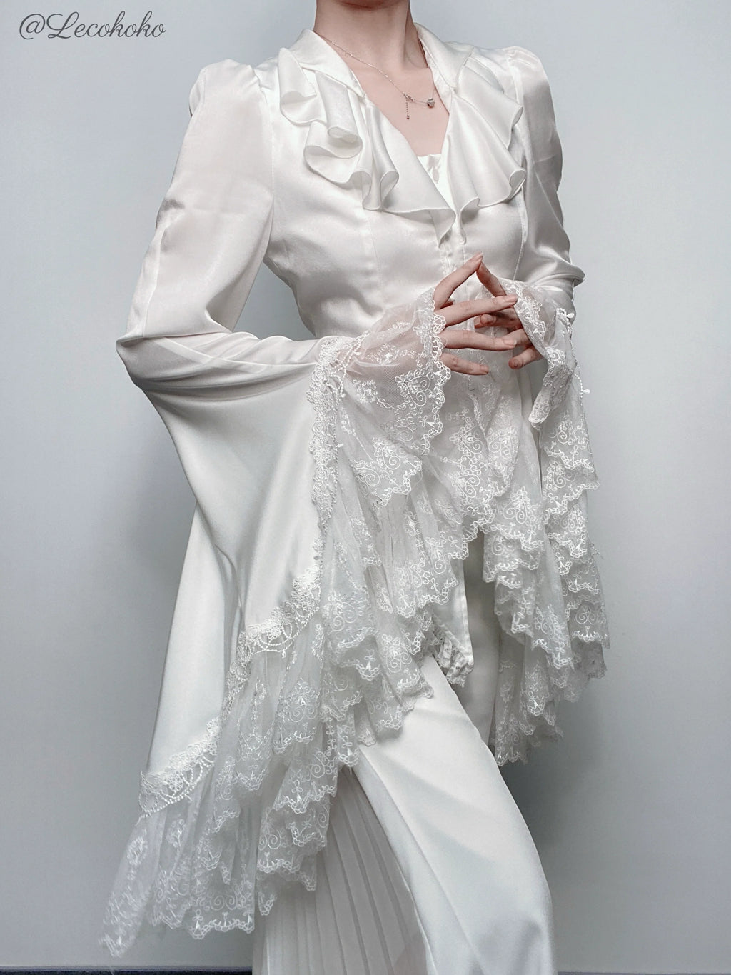 Butterfly Shadow - Gothic Lolita Ruffled Tailcoat Blouse - image 9